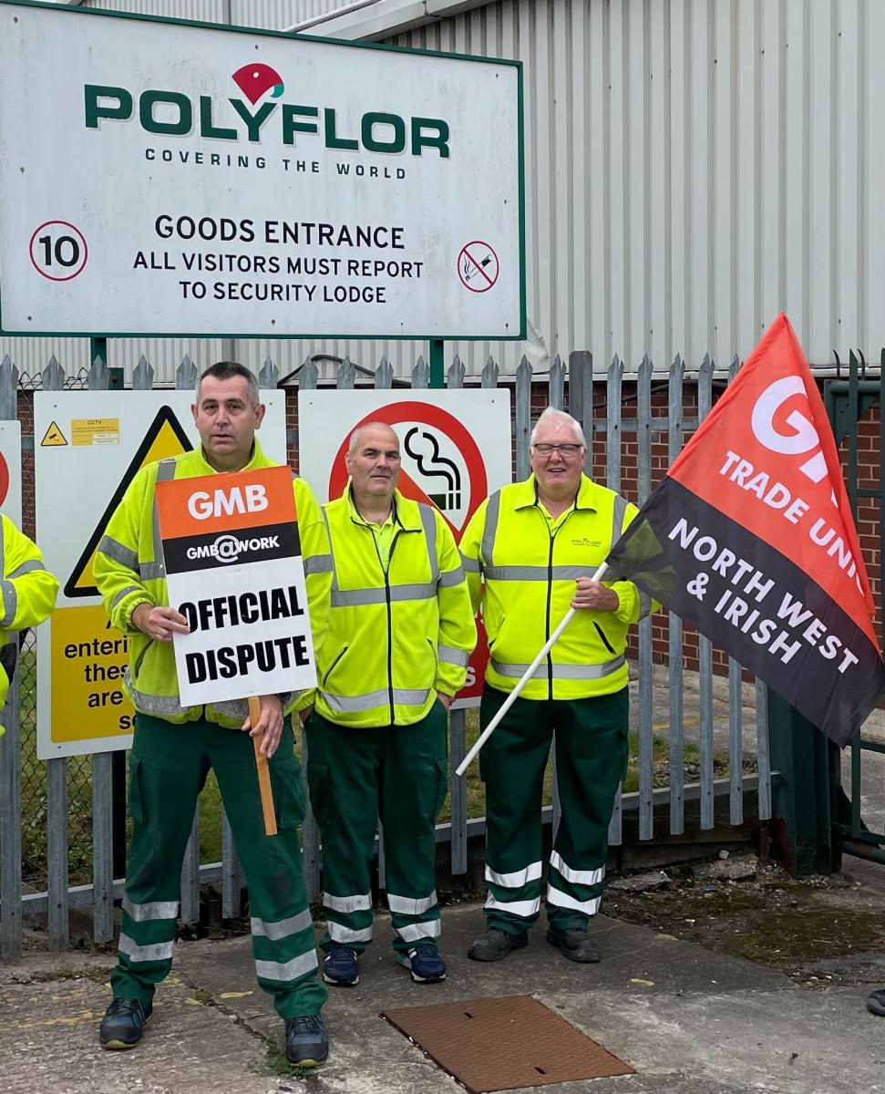 Polyflor dispute GMB union strike action Aug 2021