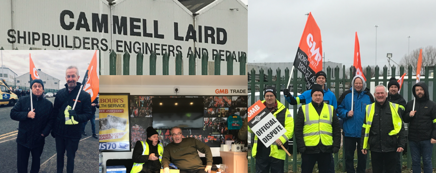 GMB members strike action at Cammell Laird