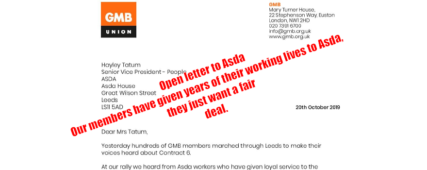 GMB UNION OPEN LETTER TO ASDA