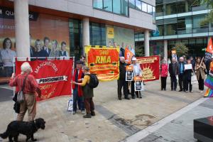 GMB union members protest at BBC Salford